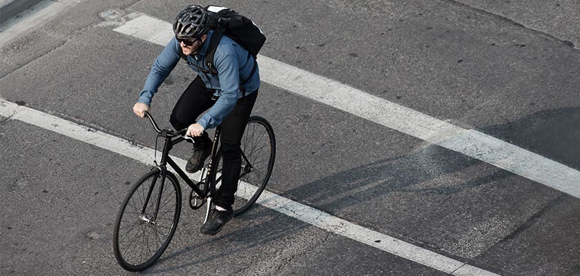 Bicyclist riding on the road