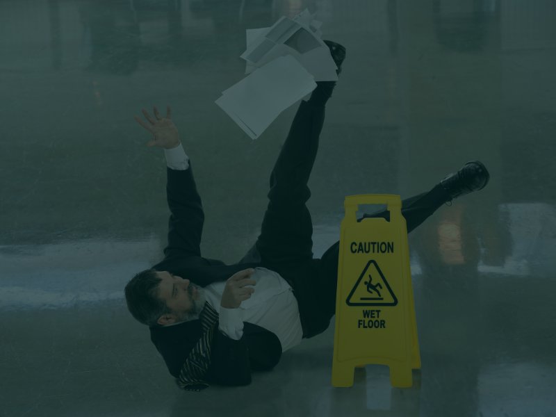Man slipping on wet floor