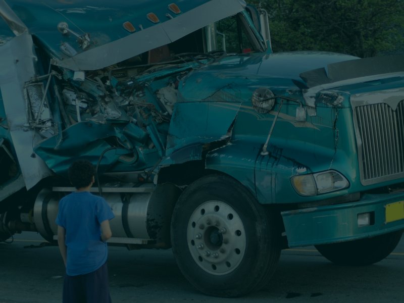 Damaged truck after a collision